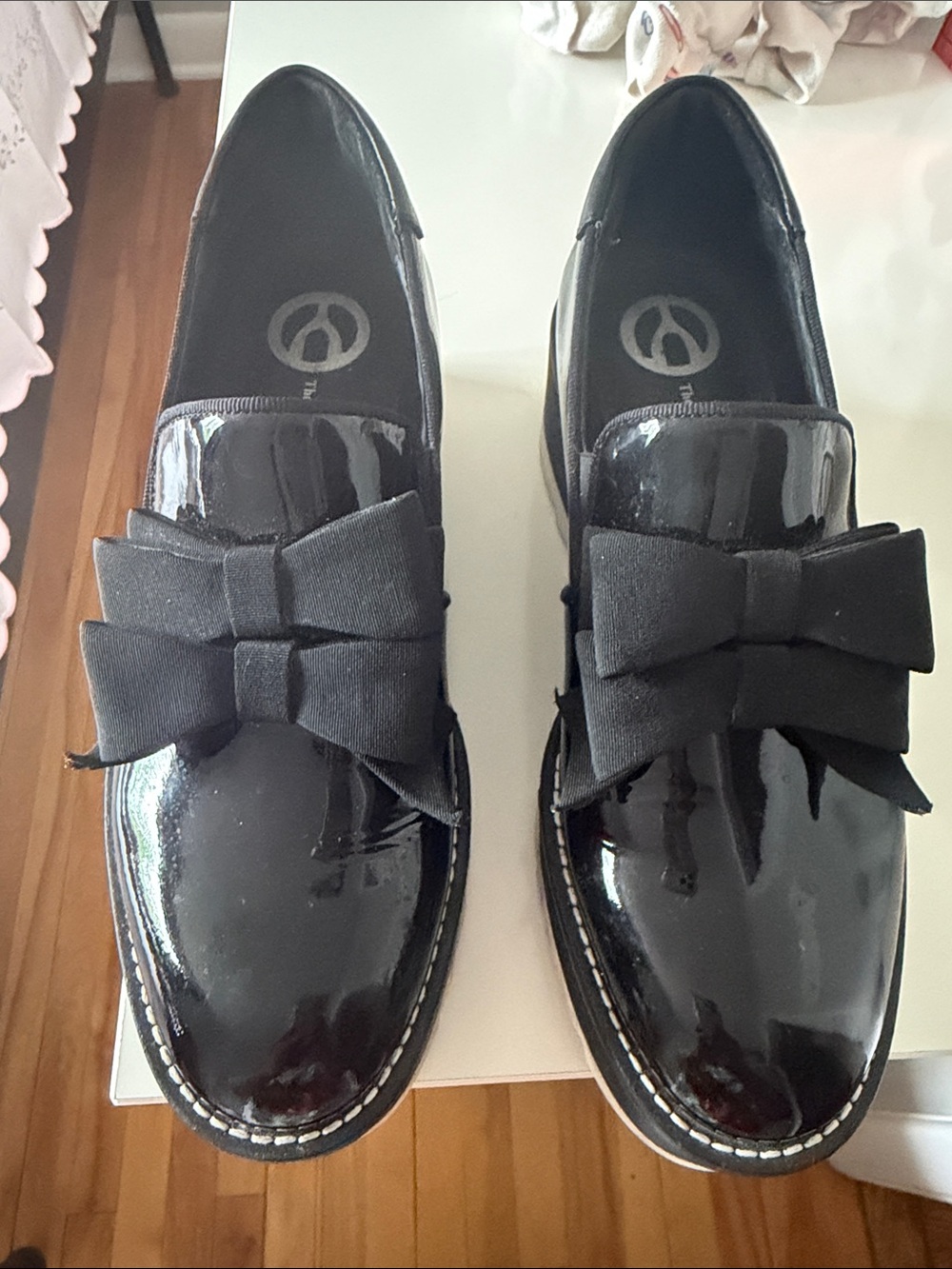 Black Patent Bow Loafers - Women